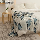 GobekUsa Cute Sea Horse Cotton Blanket