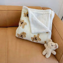 GobekUsa Little Bear Lamb Plush Blanket, Double Layered Warm Fleece Cover
