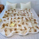GobekUsa Little Bear Lamb Plush Blanket, Double Layered Warm Fleece Cover