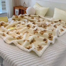 GobekUsa Little Bear Lamb Plush Blanket, Double Layered Warm Fleece Cover