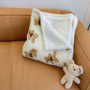 GobekUsa Little Bear Lamb Plush Blanket, Double Layered Warm Fleece Cover