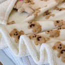 GobekUsa Little Bear Lamb Plush Blanket, Double Layered Warm Fleece Cover