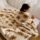 GobekUsa Little Bear Lamb Plush Blanket, Double Layered Warm Fleece Cover