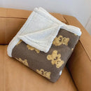 GobekUsa Little Bear Lamb Plush Blanket, Double Layered Warm Fleece Cover
