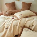 GobekUsa Embroidered Imitation Cashmere Bedding Set for Queen Bed Warm Winter Cozy Set