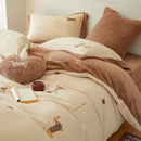 GobekUsa Embroidered Imitation Cashmere Bedding Set for Queen Bed Warm Winter Cozy Set