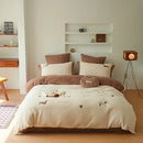 GobekUsa Embroidered Imitation Cashmere Bedding Set for Queen Bed Warm Winter Cozy Set