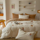 GobekUsa Embroidered Imitation Cashmere Bedding Set for Queen Bed Warm Winter Cozy Set