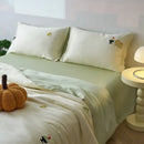 GobekUsa Cartoon Embroidery Comforter Set with Silky Cooling Touch Fitted Sheet - Luxury Rayon Bedding Set
