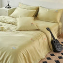 GobekUsa Cartoon Embroidery Comforter Set with Silky Cooling Touch Fitted Sheet - Luxury Rayon Bedding Set