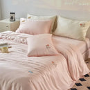 GobekUsa Cartoon Embroidery Comforter Set with Silky Cooling Touch Fitted Sheet - Luxury Rayon Bedding Set