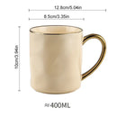 Cream and navy gold rim mug set kitchen ceramic coffee cups by Decorbites