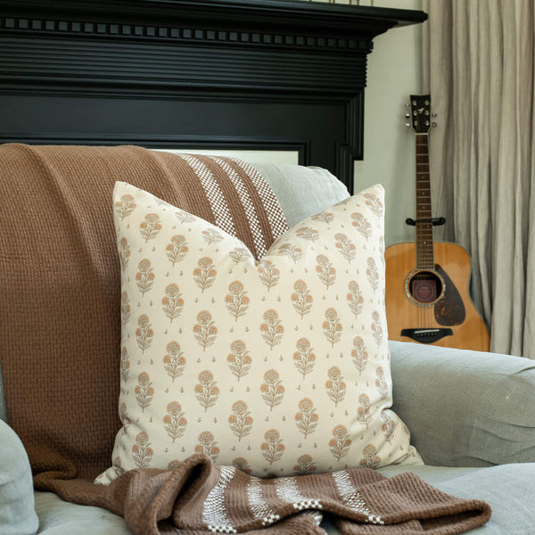 Anais Peach Floral Pillow Cover, photo 2 of 8