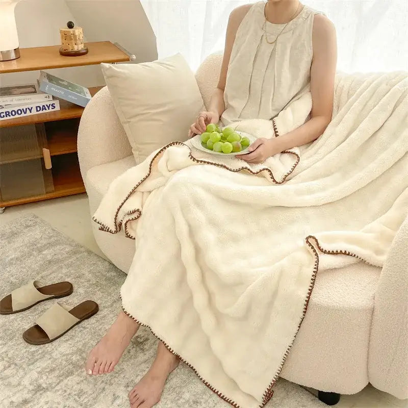 GobekUsa Bubble Velvet Woolen Sofa Blanket - Soft & Warm Multi-Purpose Cover, photo 3 of 18