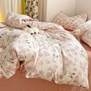 GobekUsa Cartoon Pattern Cotton Bedding Set with Double-Layer Quilt Cover & Super Soft Bedsheet
