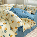 GobekUsa Cartoon Pattern Cotton Bedding Set with Double-Layer Quilt Cover & Super Soft Bedsheet