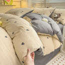 GobekUsa Cartoon Pattern Cotton Bedding Set with Double-Layer Quilt Cover & Super Soft Bedsheet