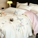 GobekUsa Butterfly Embroidery 800TC Egyptian Cotton Bedding Set - Quilt Cover, Sheet, Pillowcases