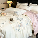 GobekUsa Butterfly Embroidery 800TC Egyptian Cotton Bedding Set - Quilt Cover, Sheet, Pillowcases
