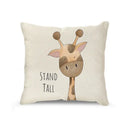 Cream cartoon animal linen pillowcase set for living room by Decorbites