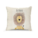Cream cartoon animal linen pillowcase set for living room by Decorbites