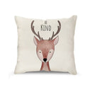 Cream cartoon animal linen pillowcase set for living room by Decorbites