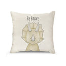 Cream cartoon animal linen pillowcase set for living room by Decorbites