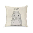 Cream cartoon animal linen pillowcase set for living room by Decorbites