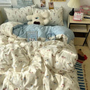 GobekUsa Cartoon Pattern Printed Cotton Bedding Set with Pillowcase