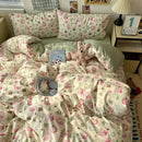 GobekUsa Cartoon Pattern Printed Cotton Bedding Set with Pillowcase