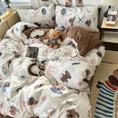 GobekUsa Cartoon Pattern Printed Cotton Bedding Set with Pillowcase