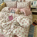 GobekUsa Cartoon Pattern Printed Cotton Bedding Set with Pillowcase