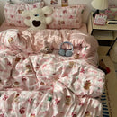 GobekUsa Cartoon Pattern Printed Cotton Bedding Set with Pillowcase