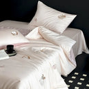GobekUsa Cartoon Embroidered Ice Silk Bedding Set with Lyocell Fiber – Queen/King Size