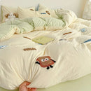 GobekUsa Cartoon Embroidery Jacquard Comforter Sets | Washed Cotton | Soft Skin-Friendly Bed Linen