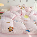 GobekUsa Cartoon Embroidery Jacquard Comforter Sets | Washed Cotton | Soft Skin-Friendly Bed Linen