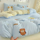 GobekUsa Cartoon Embroidery Jacquard Comforter Sets | Washed Cotton | Soft Skin-Friendly Bed Linen
