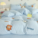 GobekUsa Cartoon Embroidery Jacquard Comforter Sets | Washed Cotton | Soft Skin-Friendly Bed Linen