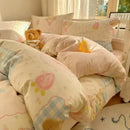 GobekUsa Cartoon Printed Cotton Bedding Set - Soft, Skin-Friendly Duvet Cover