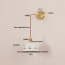 GobekUsa Ceramic LED Wall Lamps Pull Chain Switch Rotate Copper Vanity Light