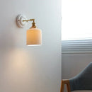 GobekUsa Ceramic LED Wall Lights Fixture with Copper Arm for Bedroom Living Room