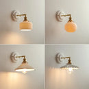 GobekUsa Ceramic LED Wall Lights Fixture with Copper Arm for Bedroom Living Room