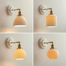 GobekUsa Ceramic LED Wall Lights Fixture with Copper Arm for Bedroom Living Room