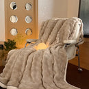 GobekUsa Cozy Bubble Faux Rabbit Fur Blanket: Warm Sofa & Bed Cover for All Seasons