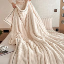 GobekUsa Cozy Bubble Faux Rabbit Fur Blanket: Warm Sofa & Bed Cover for All Seasons