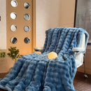 GobekUsa Cozy Bubble Faux Rabbit Fur Blanket: Warm Sofa & Bed Cover for All Seasons
