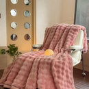 GobekUsa Cozy Bubble Faux Rabbit Fur Blanket: Warm Sofa & Bed Cover for All Seasons