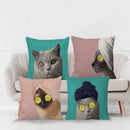 Cream cute cat face decorative cushion cover living room pillow by Decorbites