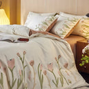 GobekUsa 4-Piece Egyptian Cotton Tulip Towel Embroidery Bedding Set