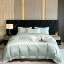 GobekUsa Embroidered Ice Silk Bedding Set: Soft Duvet Cover, Sheet, Pillowcases 4Pcs